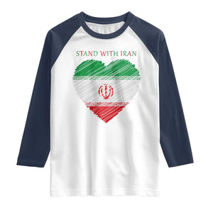 Stand With Iran Raglan Shirt Anti War Political Protest Statement TS12 White Navy Print Your Wear