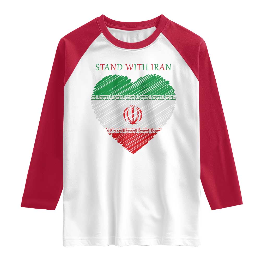 Stand With Iran Raglan Shirt Anti War Political Protest Statement TS12 White Red Print Your Wear