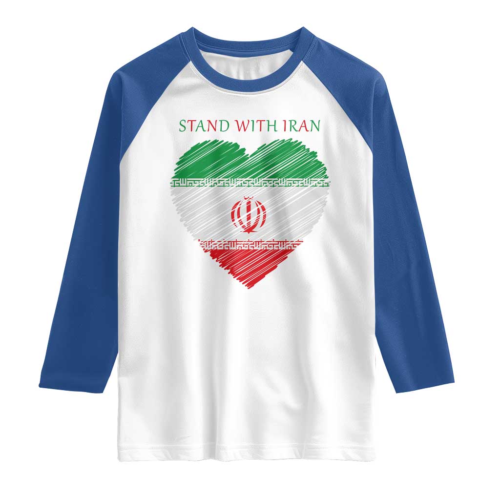 Stand With Iran Raglan Shirt Anti War Political Protest Statement TS12 White Royal Print Your Wear