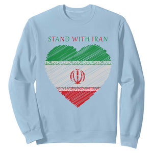 Stand With Iran Sweatshirt Anti War Political Protest Statement TS12 Light Blue Print Your Wear