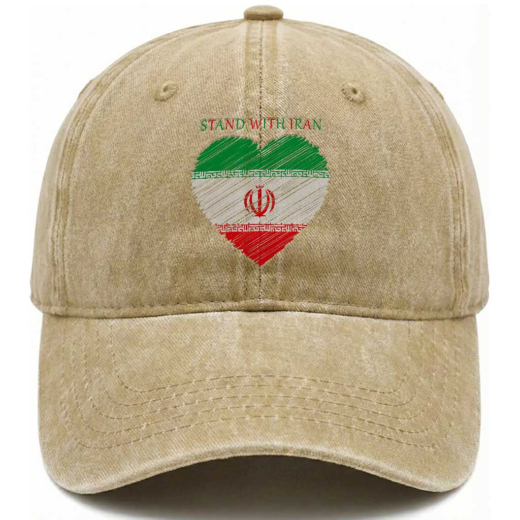 Stand With Iran Washed Cotton Baseball Cap Anti War Political Protest Statement TS12 Print Your Wear