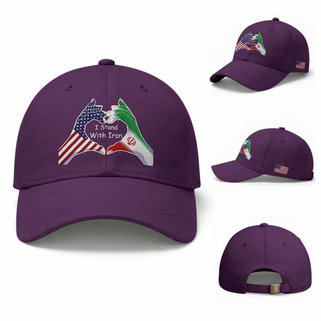 I Stand With Iran Baseball Cap Support Iranian People For Peace TS12 Baseball Cap Universal Fit Purple Print Your Wear