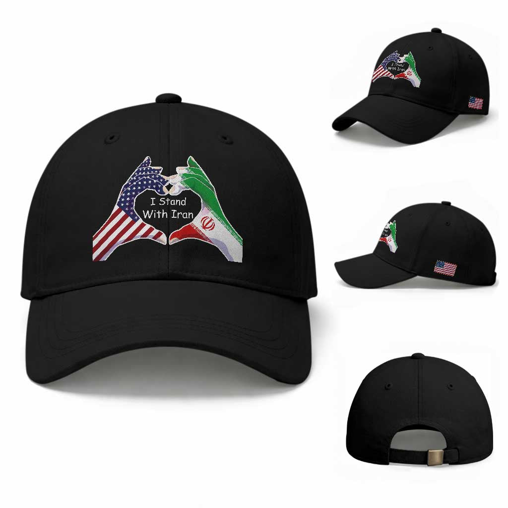 I Stand With Iran Baseball Cap Support Iranian People For Peace TS12 Baseball Cap Universal Fit Black Print Your Wear