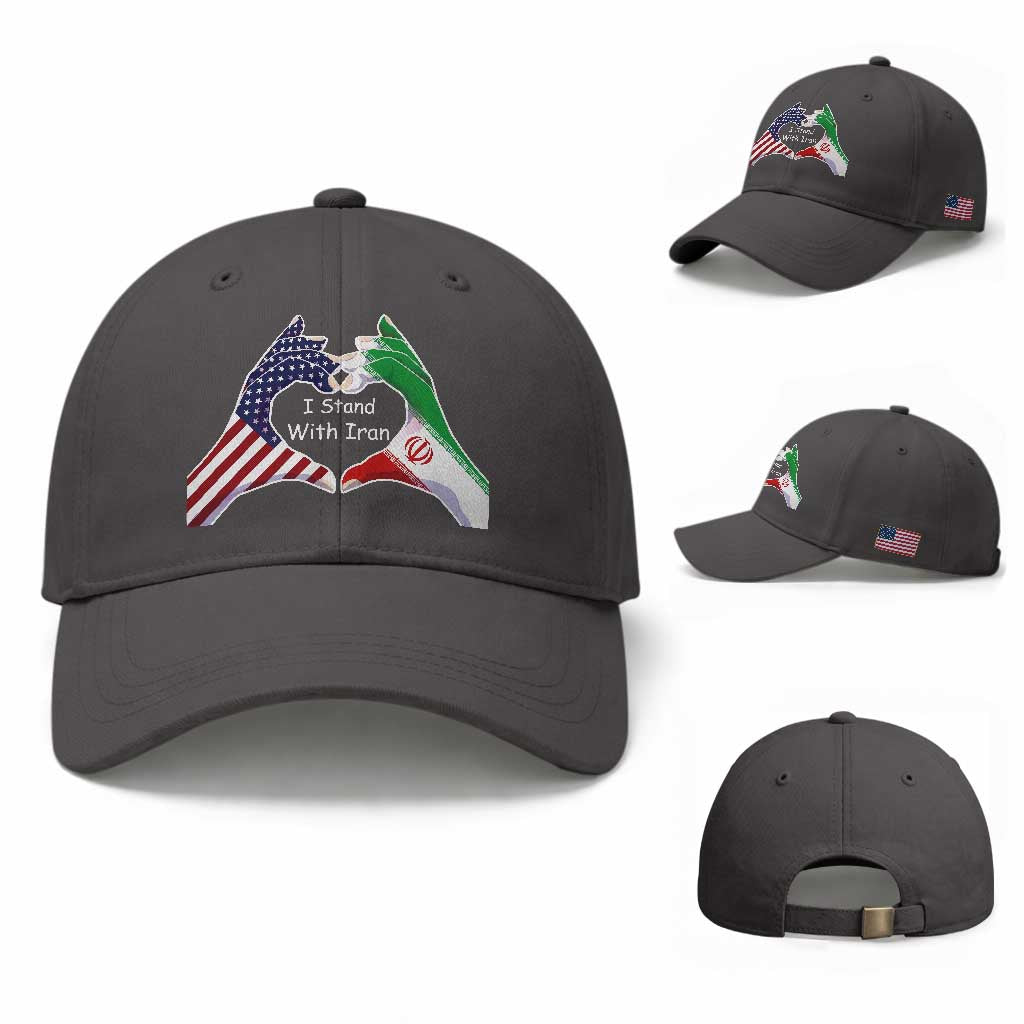 I Stand With Iran Baseball Cap Support Iranian People For Peace TS12 Baseball Cap Universal Fit Dark Gray Print Your Wear