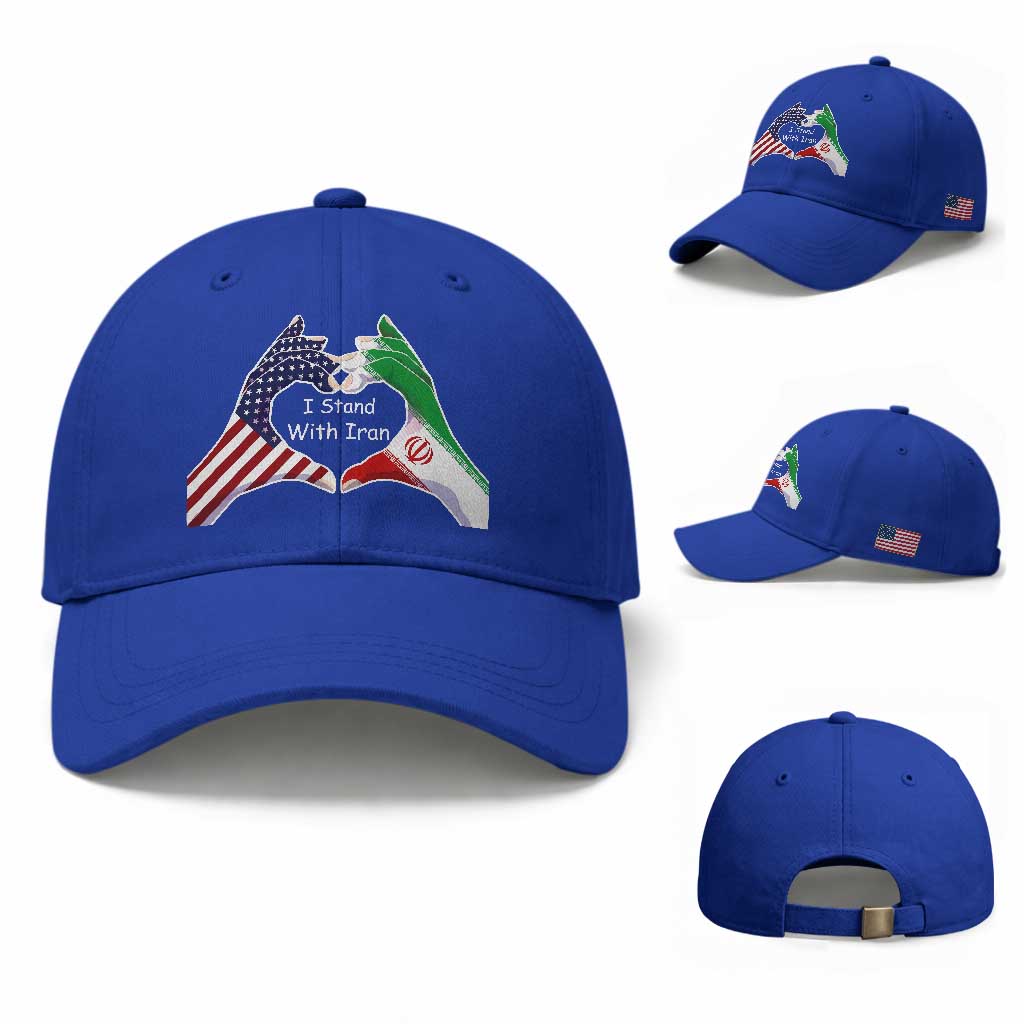 I Stand With Iran Baseball Cap Support Iranian People For Peace TS12 Baseball Cap Universal Fit Royal Blue Print Your Wear