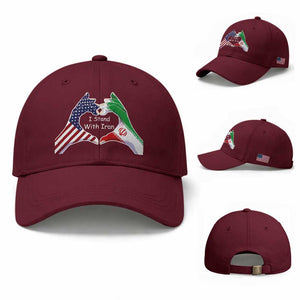 I Stand With Iran Baseball Cap Support Iranian People For Peace TS12 Baseball Cap Universal Fit Maroon Print Your Wear