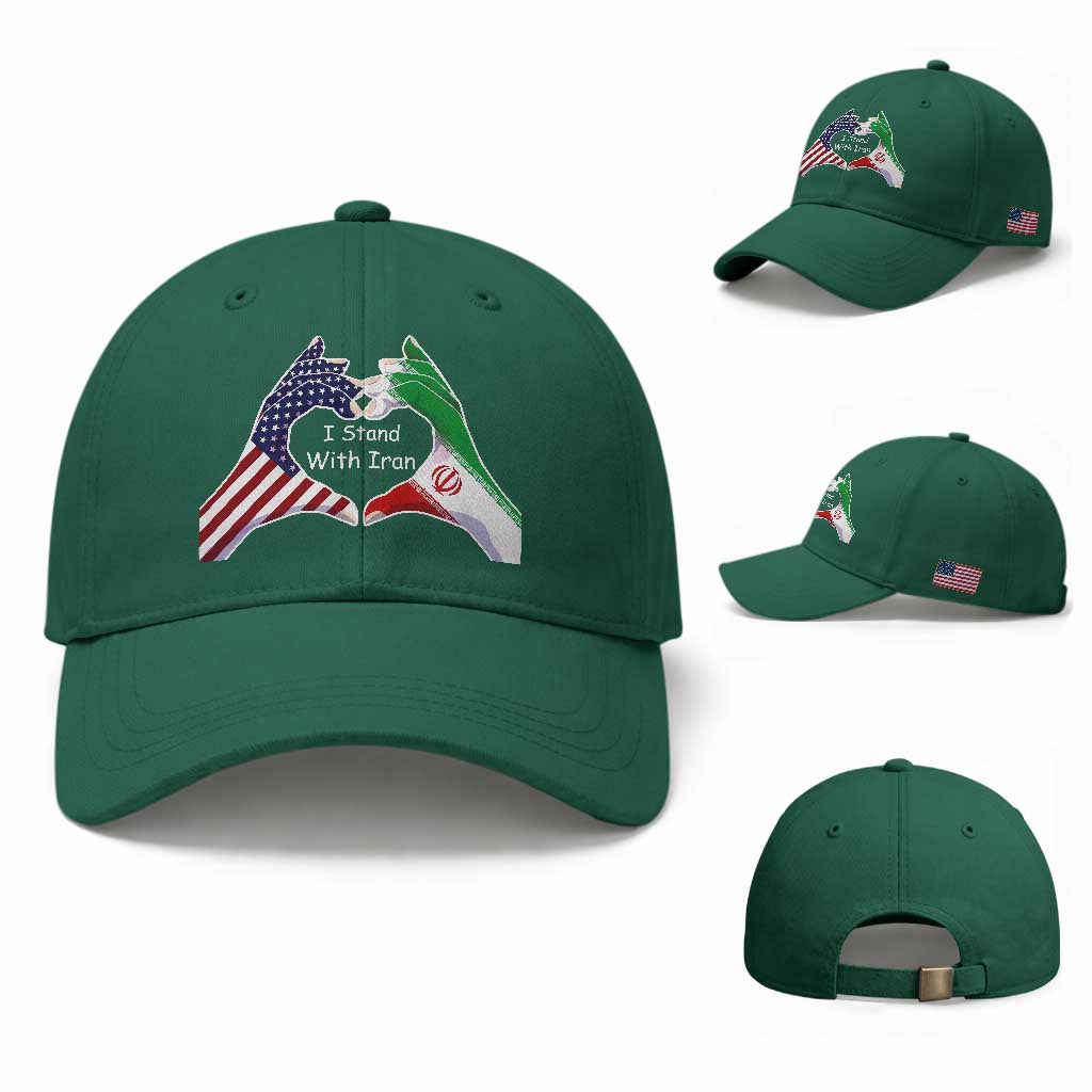 I Stand With Iran Baseball Cap Support Iranian People For Peace TS12 Baseball Cap Universal Fit Irish Green Print Your Wear