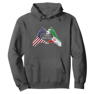 I Stand With Iran Hoodie Support Iranian People For Peace TS12 Dark Heather Print Your Wear