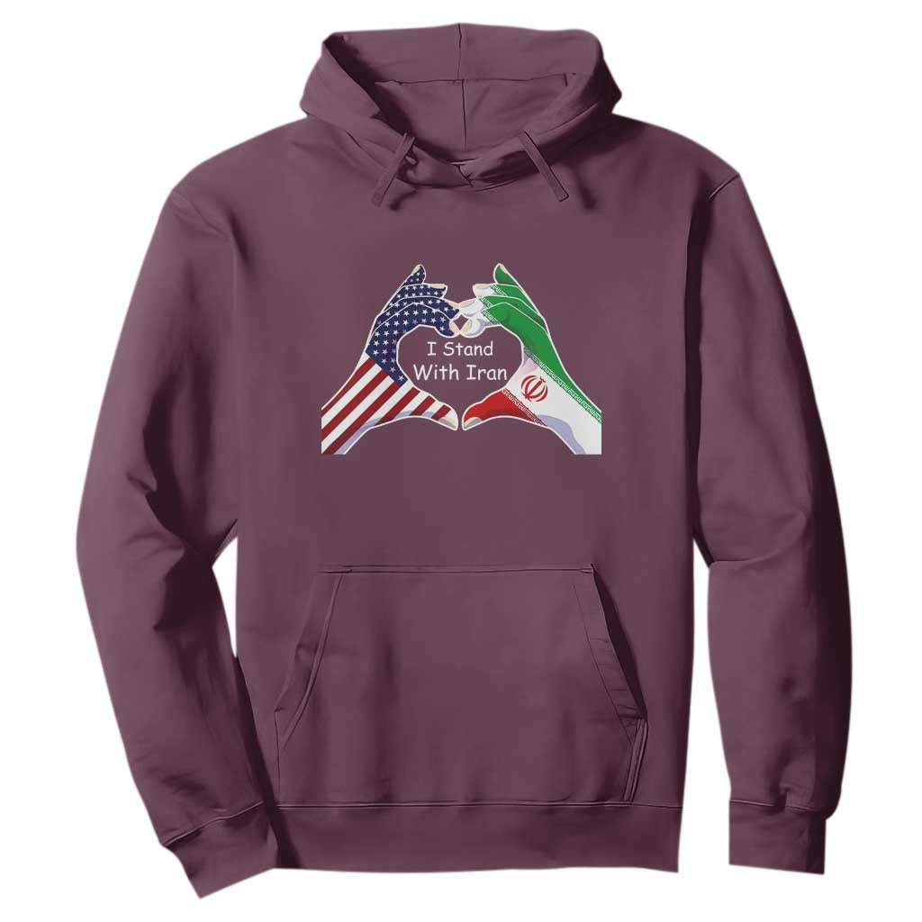 I Stand With Iran Hoodie Support Iranian People For Peace TS12 Maroon Print Your Wear
