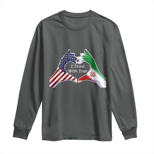 I Stand With Iran Long Sleeve Shirt Support Iranian People For Peace TS12 Dark Heather Print Your Wear