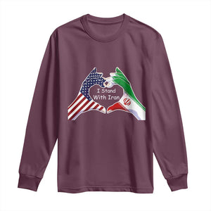 I Stand With Iran Long Sleeve Shirt Support Iranian People For Peace TS12 Maroon Print Your Wear