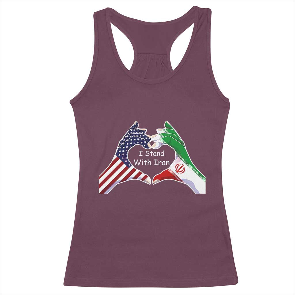 I Stand With Iran Racerback Tank Top Support Iranian People For Peace TS12 Maroon Print Your Wear