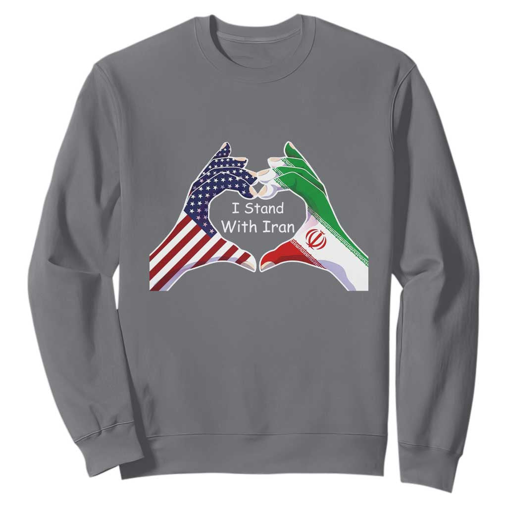 I Stand With Iran Sweatshirt Support Iranian People For Peace TS12 Charcoal Print Your Wear