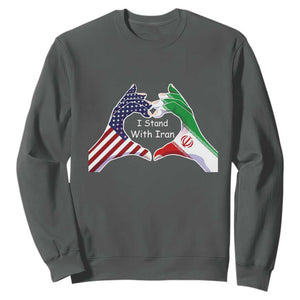 I Stand With Iran Sweatshirt Support Iranian People For Peace TS12 Dark Heather Print Your Wear