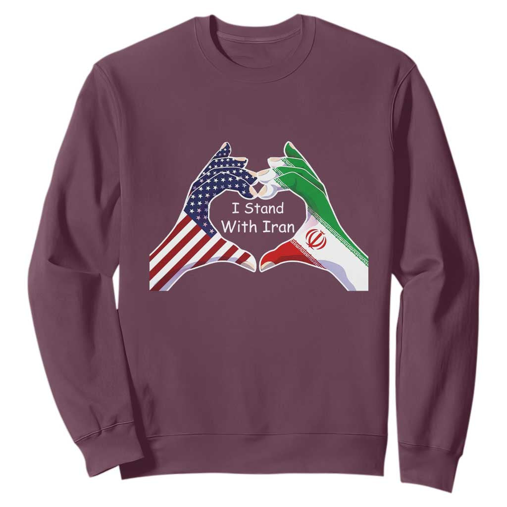 I Stand With Iran Sweatshirt Support Iranian People For Peace TS12 Maroon Print Your Wear