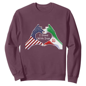 I Stand With Iran Sweatshirt Support Iranian People For Peace TS12 Maroon Print Your Wear