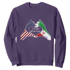 I Stand With Iran Sweatshirt Support Iranian People For Peace TS12 Purple Print Your Wear
