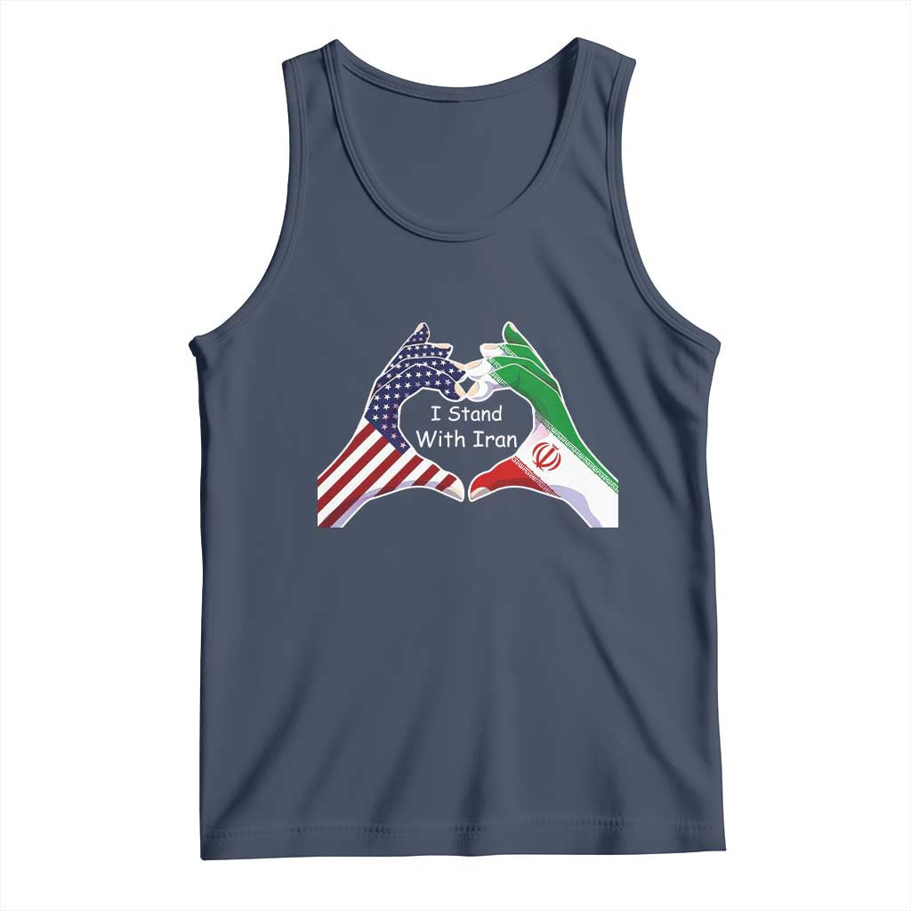 I Stand With Iran Tank Top Support Iranian People For Peace TS12 Navy Print Your Wear