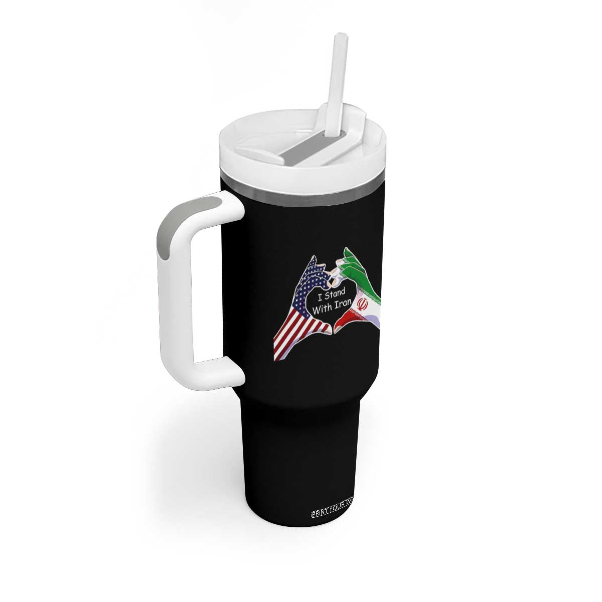 I Stand With Iran Tumbler With Handle Support Iranian People For Peace TS12 Print Your Wear