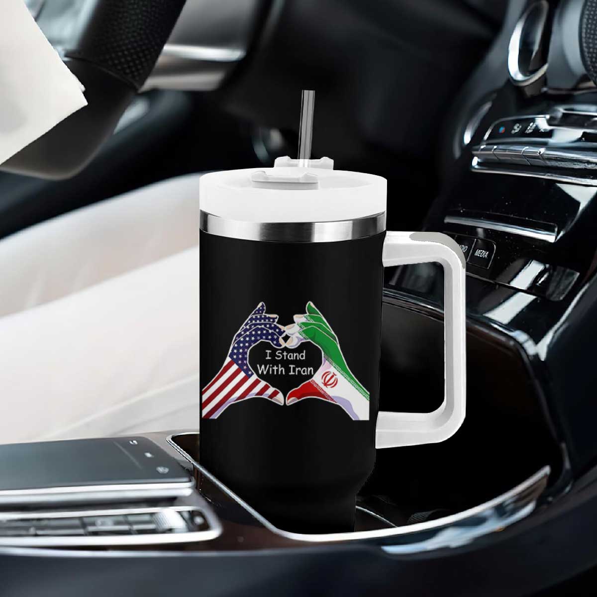 I Stand With Iran Tumbler With Handle Support Iranian People For Peace TS12 Print Your Wear
