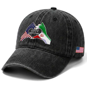 I Stand With Iran Washed Cotton Baseball Cap Support Iranian People For Peace TS12 Print Your Wear