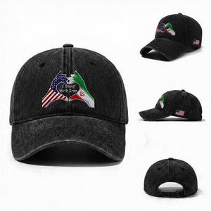 I Stand With Iran Washed Cotton Baseball Cap Support Iranian People For Peace TS12 Washed Cap Universal Fit Black Print Your Wear