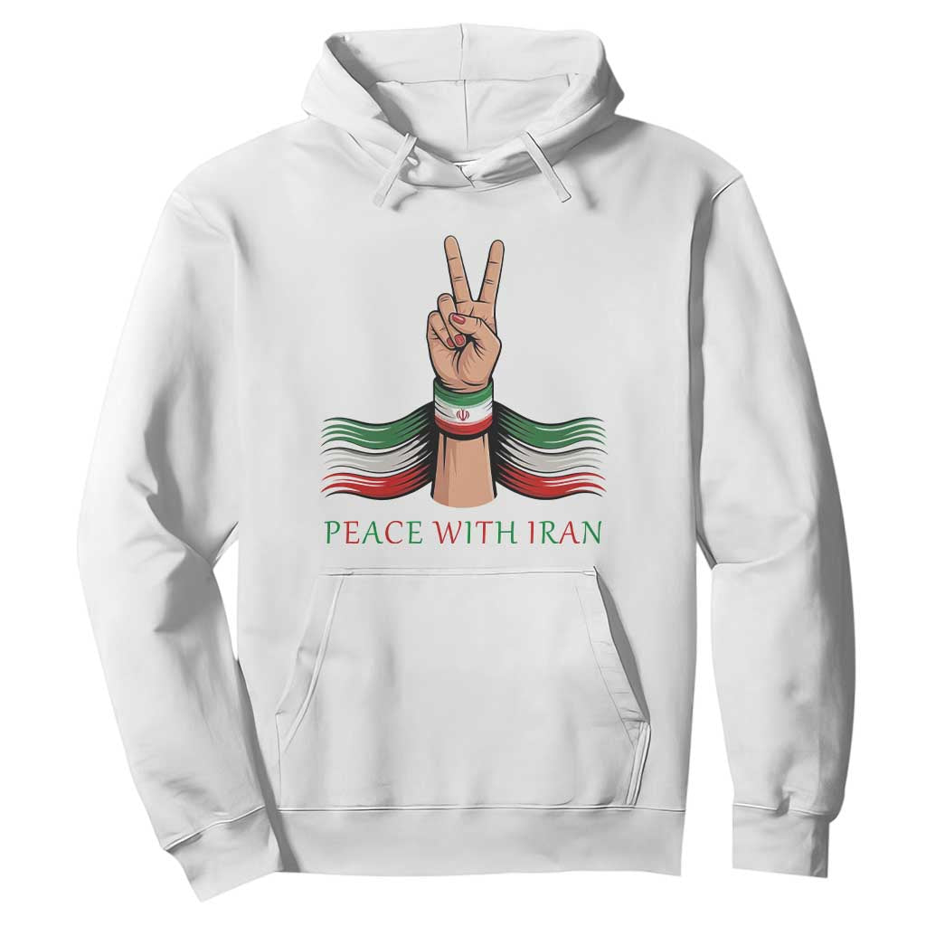 Peace With Iran Hoodie Support Iranian People For Peace TS12 White Print Your Wear