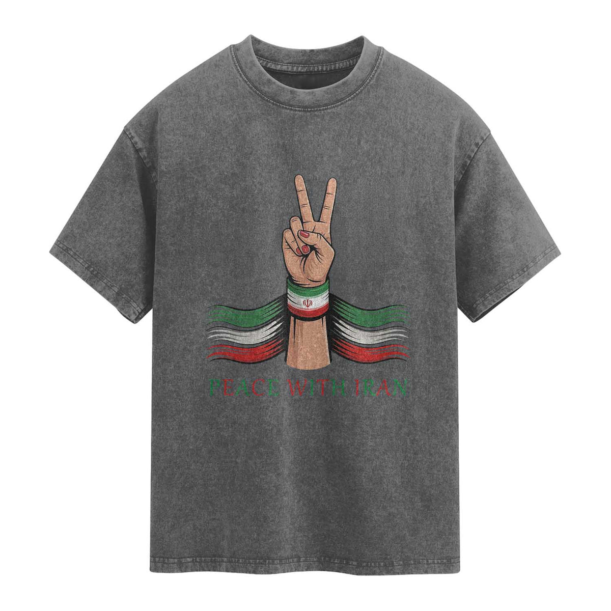 Peace With Iran Washed Cotton T-Shirt Support Iranian People For Peace