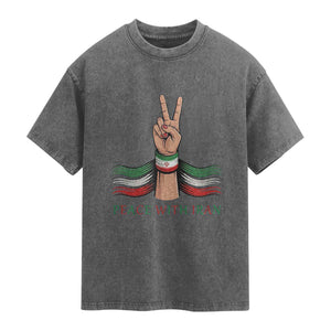 Peace With Iran Washed Cotton T-Shirt Support Iranian People For Peace