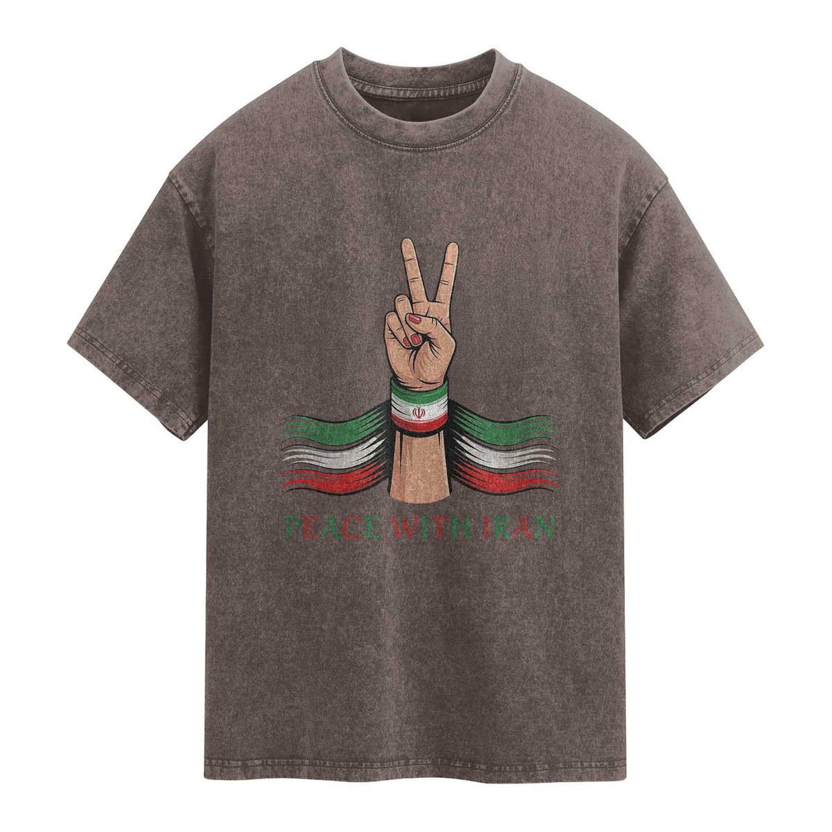 Peace With Iran Washed Cotton T-Shirt Support Iranian People For Peace