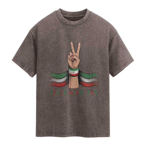 Peace With Iran Washed Cotton T-Shirt Support Iranian People For Peace