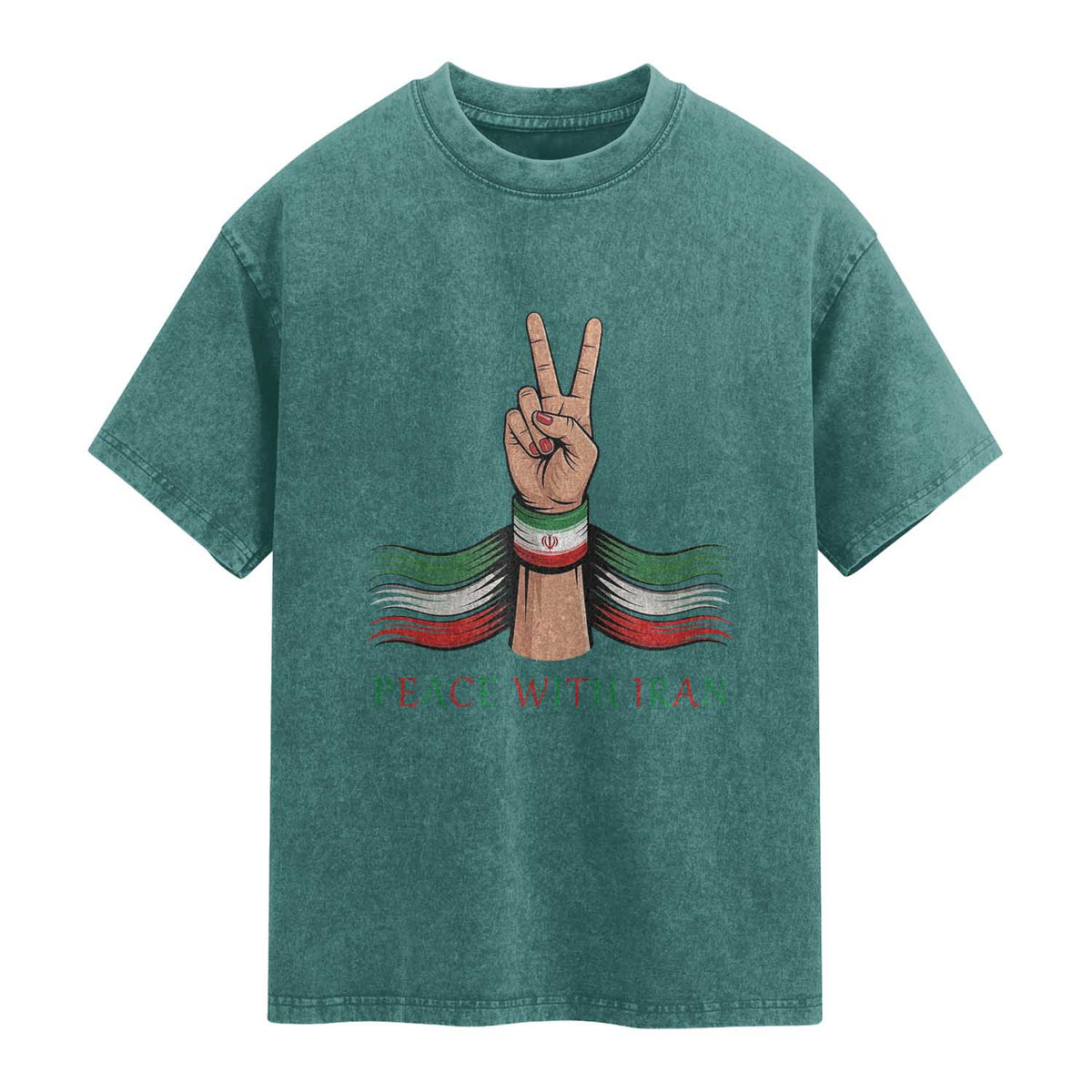 Peace With Iran Washed Cotton T-Shirt Support Iranian People For Peace