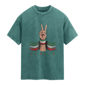 Peace With Iran Washed Cotton T-Shirt Support Iranian People For Peace
