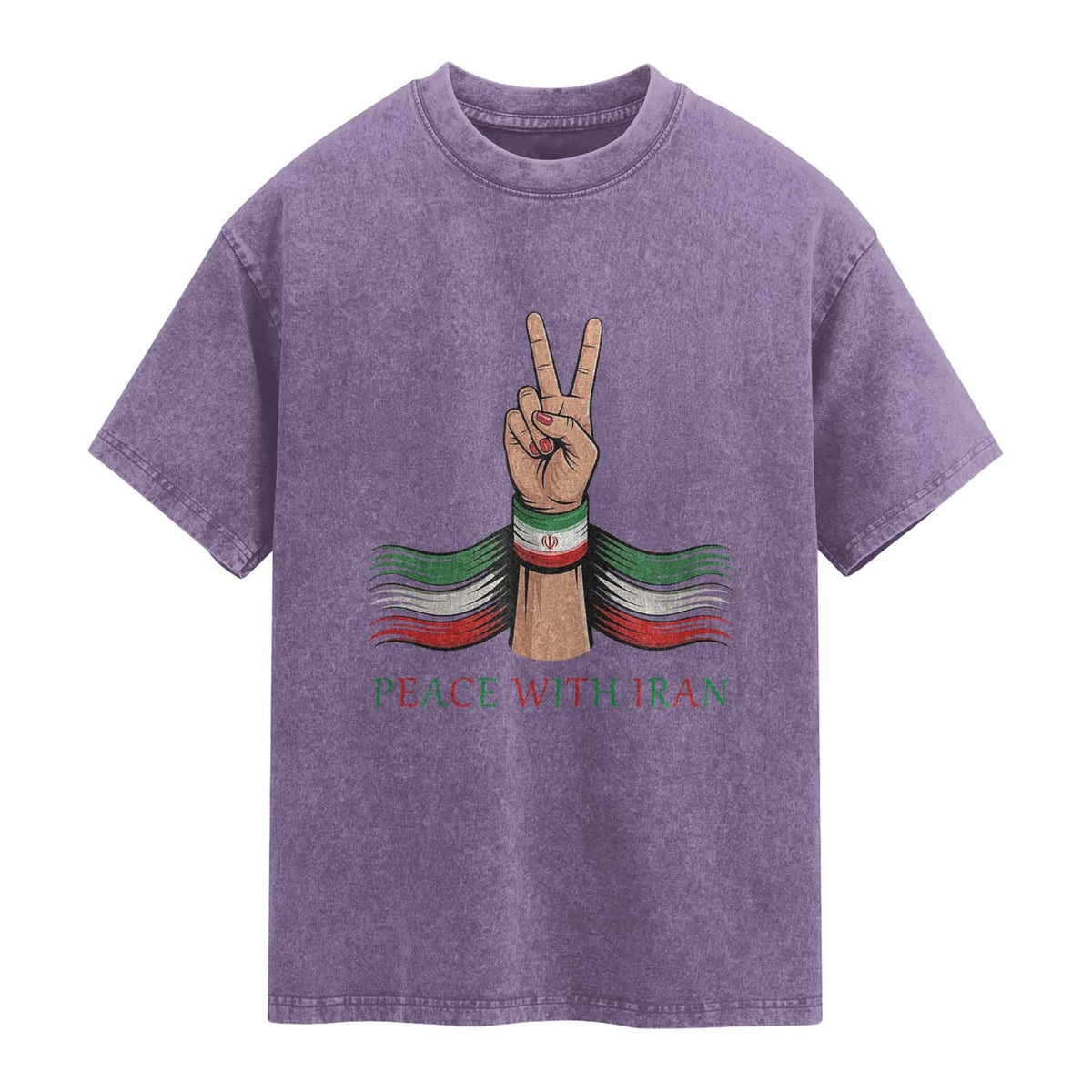 Peace With Iran Washed Cotton T-Shirt Support Iranian People For Peace