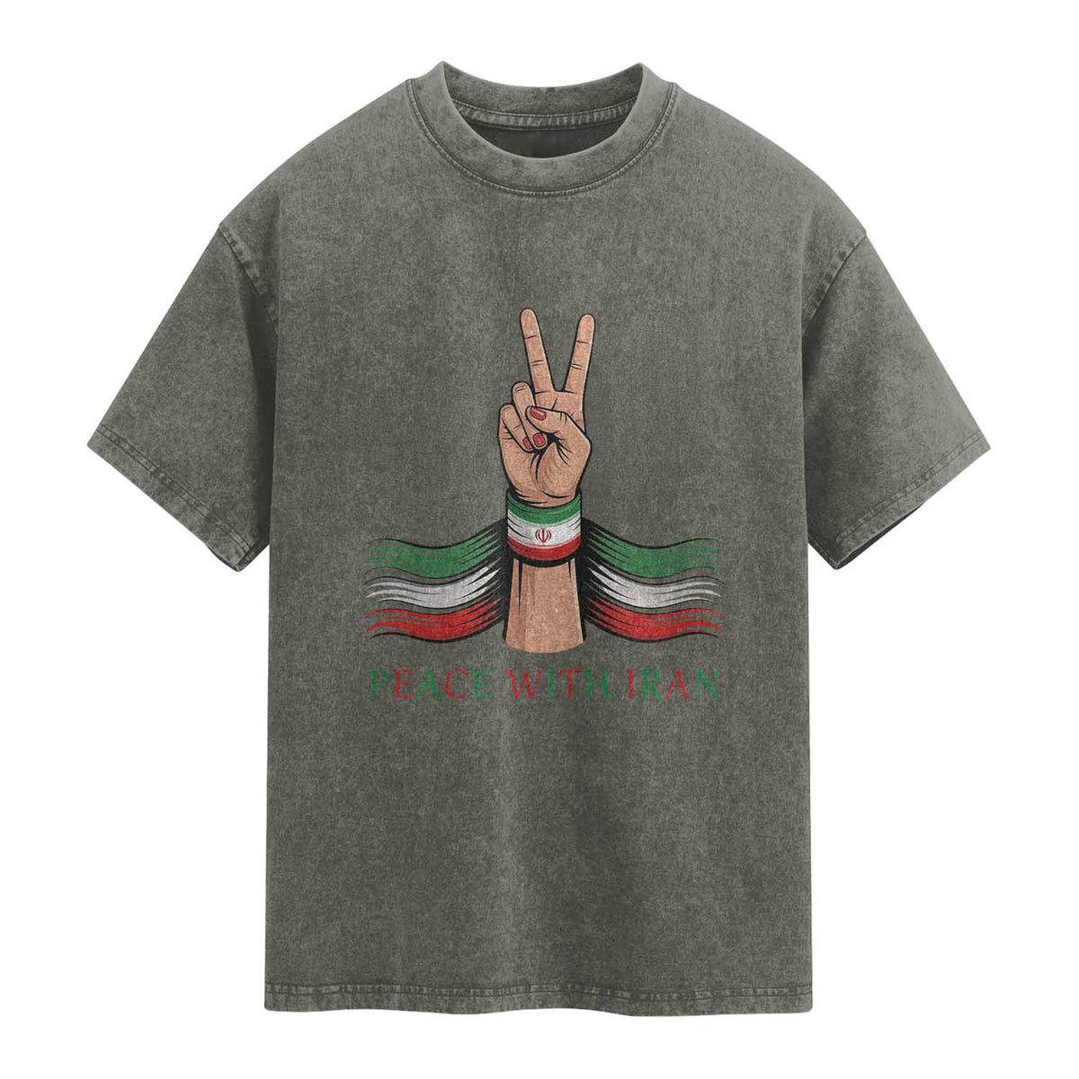 Peace With Iran Washed Cotton T-Shirt Support Iranian People For Peace