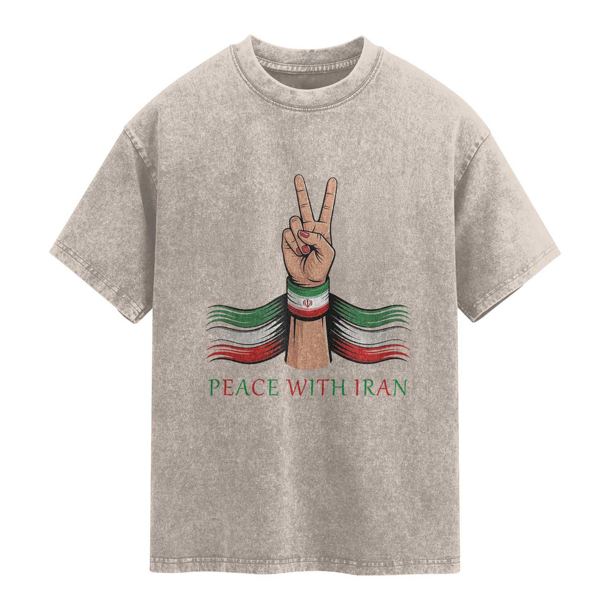 Peace With Iran Washed Cotton T-Shirt Support Iranian People For Peace