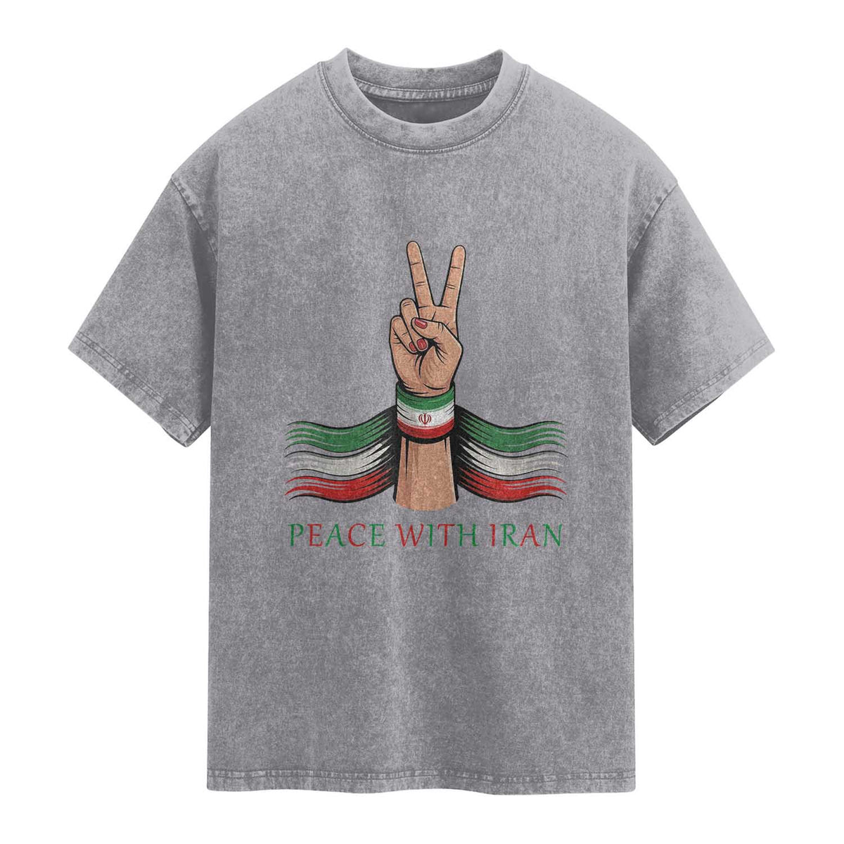 Peace With Iran Washed Cotton T-Shirt Support Iranian People For Peace