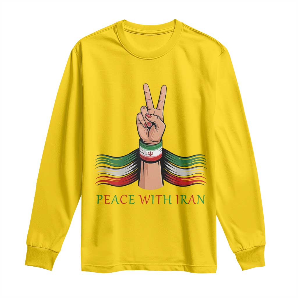 Peace With Iran Long Sleeve Shirt Support Iranian People For Peace TS12 Daisy Print Your Wear