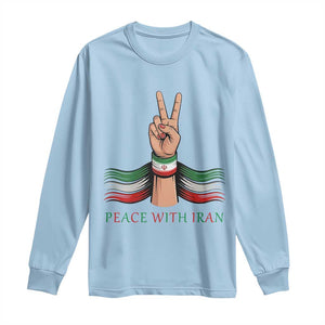 Peace With Iran Long Sleeve Shirt Support Iranian People For Peace TS12 Light Blue Print Your Wear