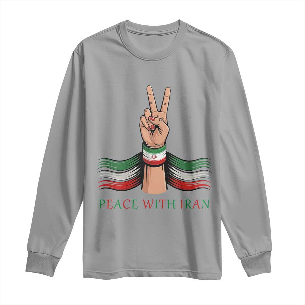 Peace With Iran Long Sleeve Shirt Support Iranian People For Peace TS12 Sport Gray Print Your Wear