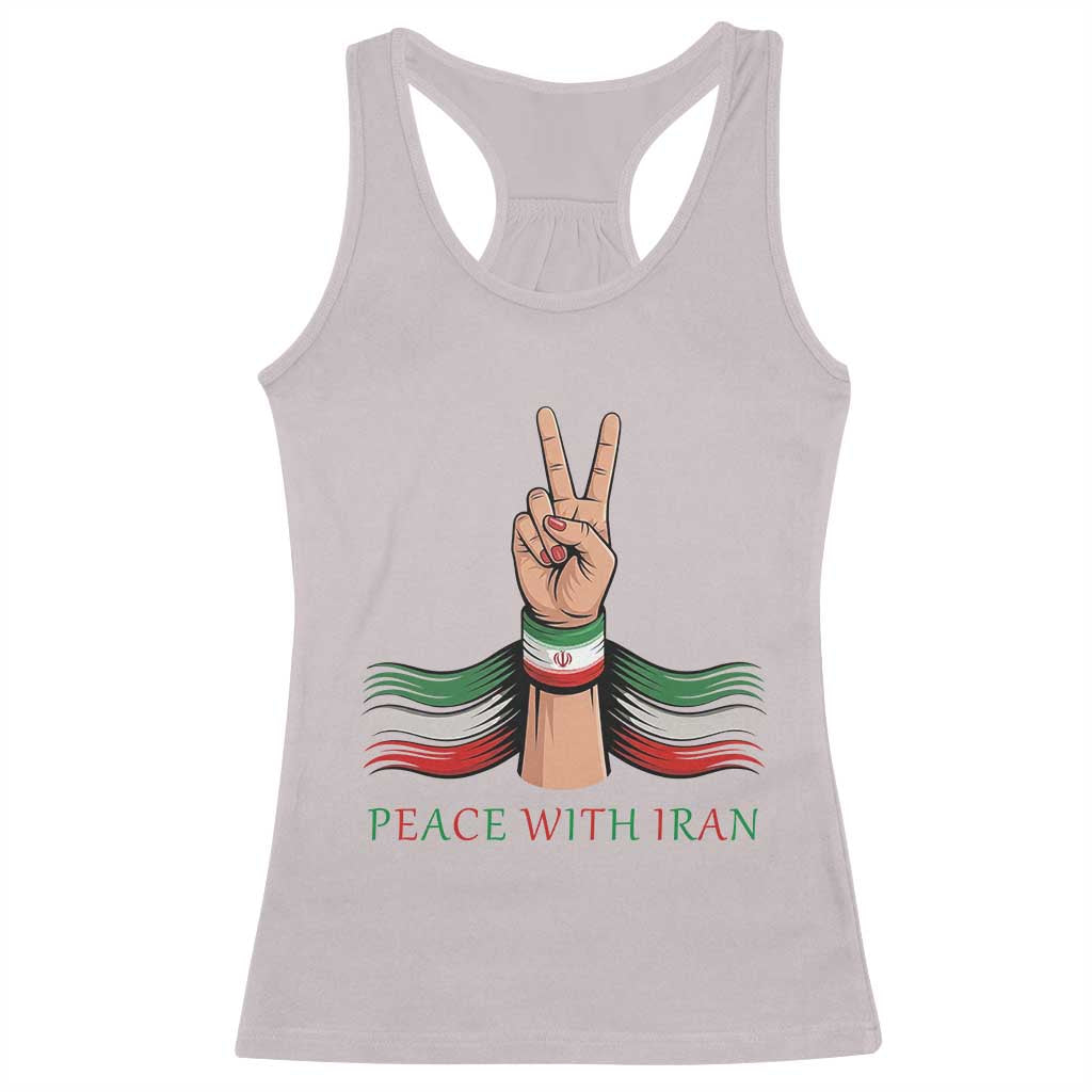Peace With Iran Racerback Tank Top Support Iranian People For Peace TS12 Ice Gray Print Your Wear