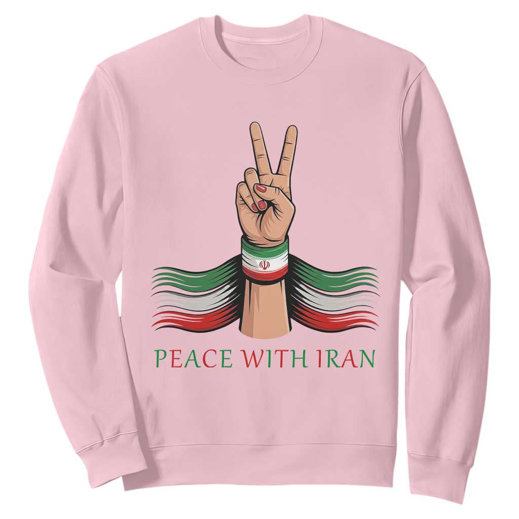 Peace With Iran Sweatshirt Support Iranian People For Peace TS12 Light Pink Print Your Wear