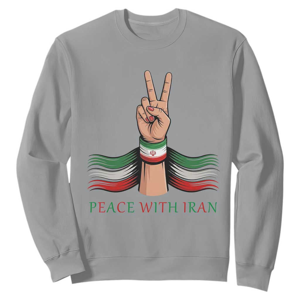 Peace With Iran Sweatshirt Support Iranian People For Peace TS12 Sport Gray Print Your Wear