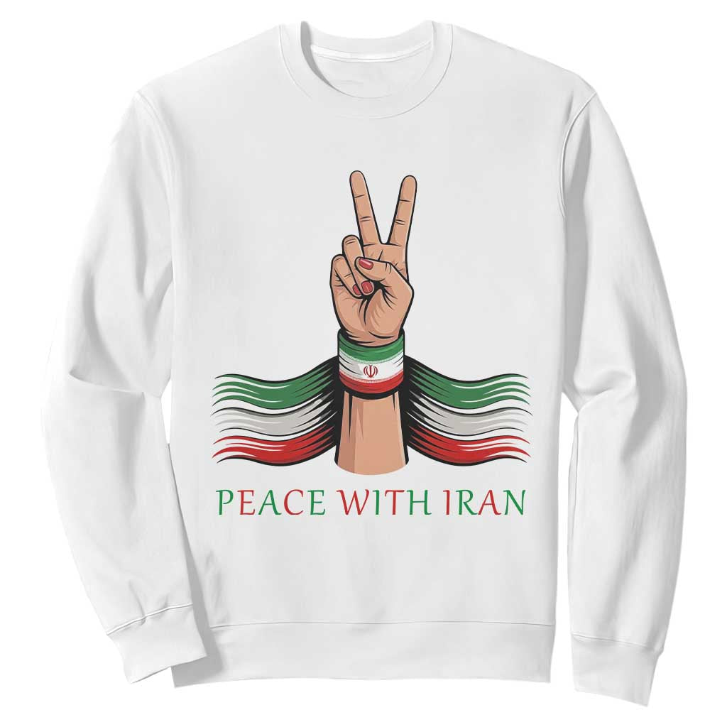 Peace With Iran Sweatshirt Support Iranian People For Peace TS12 White Print Your Wear