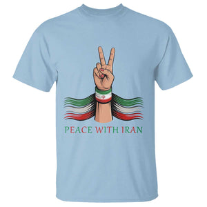Peace With Iran T Shirt Support Iranian People For Peace TS12 Light Blue Print Your Wear