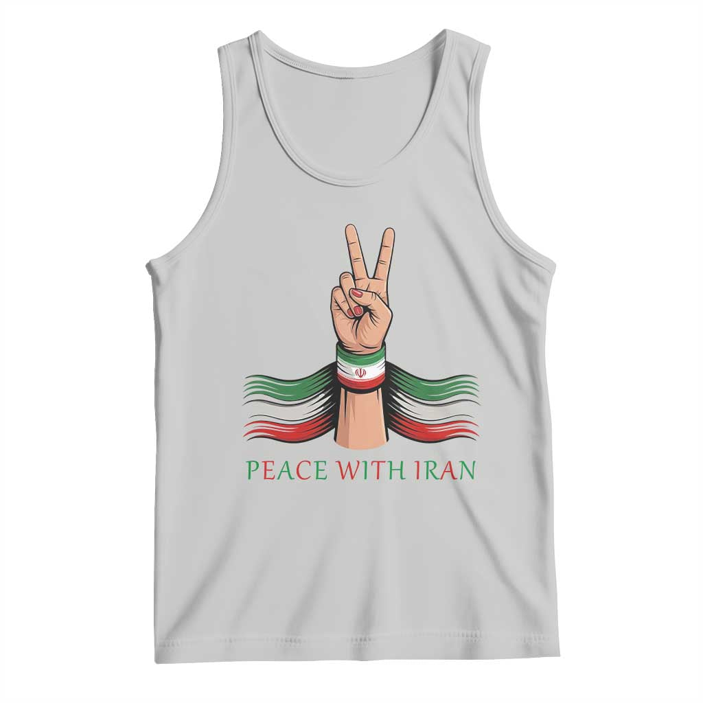 Peace With Iran Tank Top Support Iranian People For Peace TS12 Ash Print Your Wear