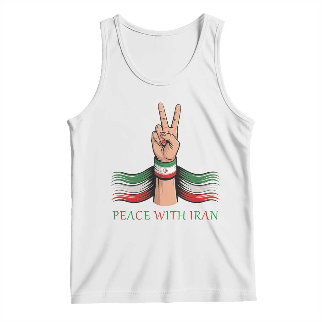 Peace With Iran Tank Top Support Iranian People For Peace TS12 White Print Your Wear