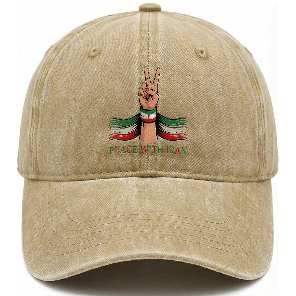 Peace With Iran Washed Cotton Baseball Cap Support Iranian People For Peace TS12 Print Your Wear