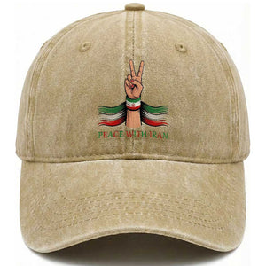 Peace With Iran Washed Cotton Baseball Cap Support Iranian People For Peace TS12 Print Your Wear