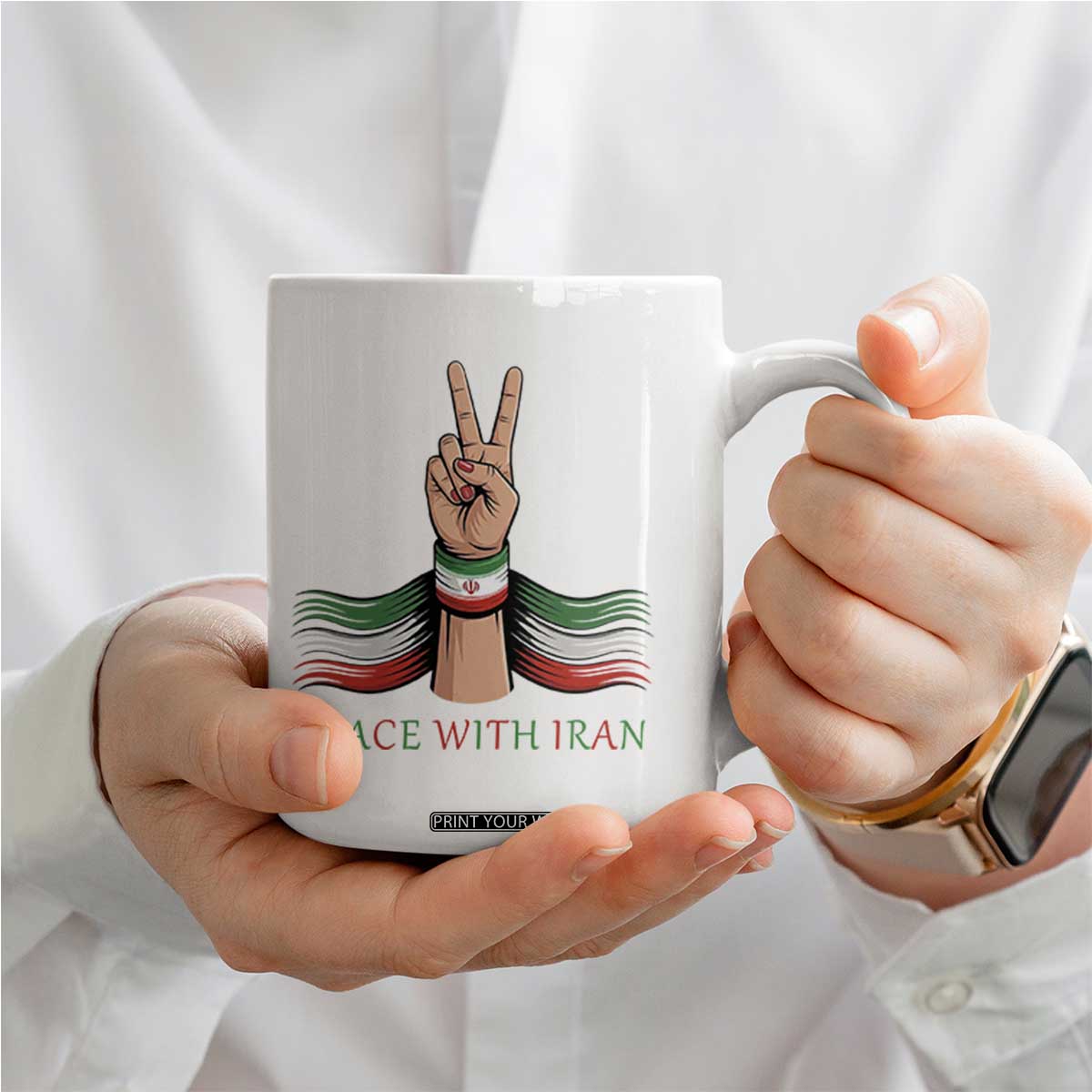 Peace With Iran Coffee Mug Support Iranian People For Peace TS12 Print Your Wear
